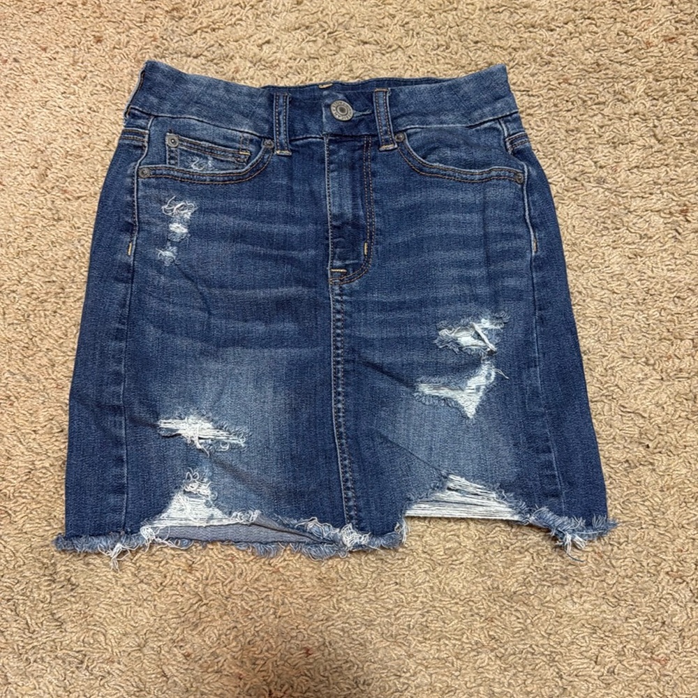 American Eagle Super Stretch Curvy Hi Rise Denim Mini Skirt - 00